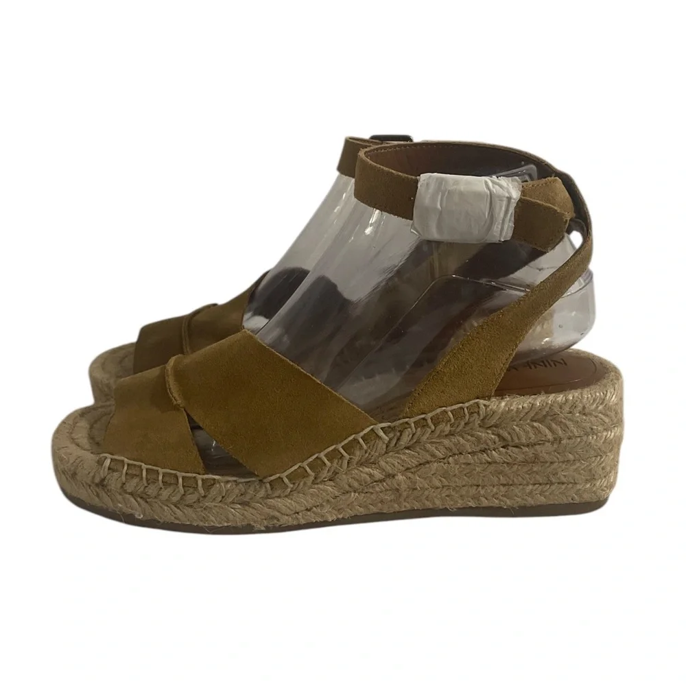 Nine West Tan Suede Wedge Espadrille Sandals 8M